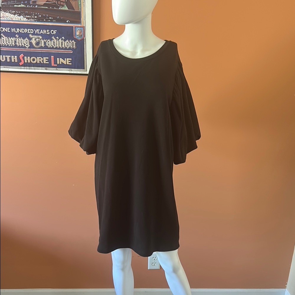 REBECCA MINKOFF black jersey style bell-sleeved dress